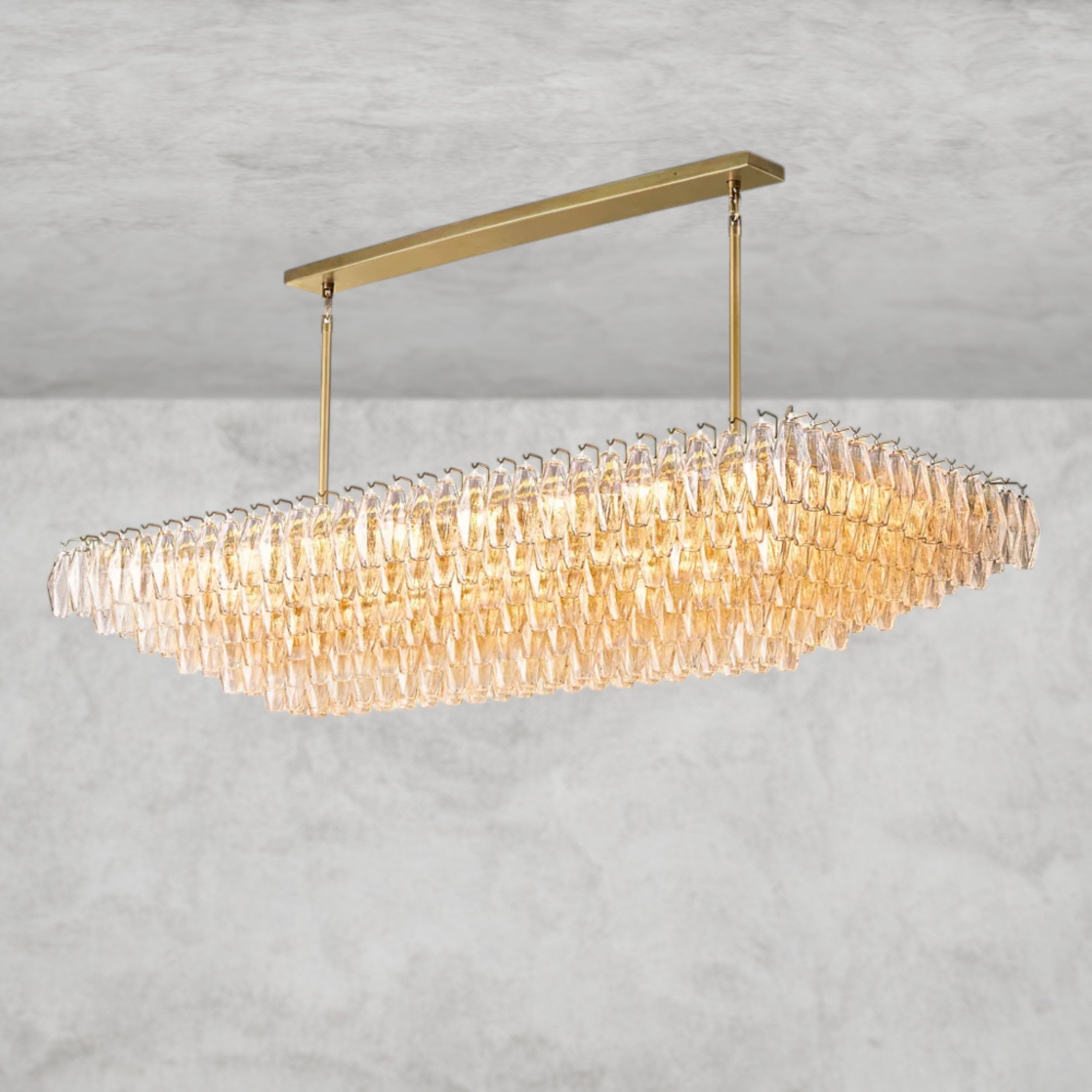 CHIARA CLEAR/ SMOKE GLASS TIERED RECTANGULAR CHANDELIER 54", 74"